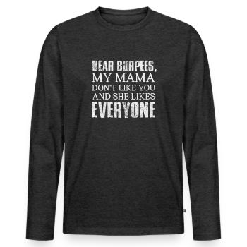 Burpees - T-shirt manches longues Premium bio Homme - anthracite chiné - Devant - Nico (187cm)