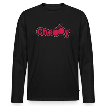 Kirsche - Männer Premium Bio Langarmshirt - Schwarz - Vorne - Nico (187cm)
