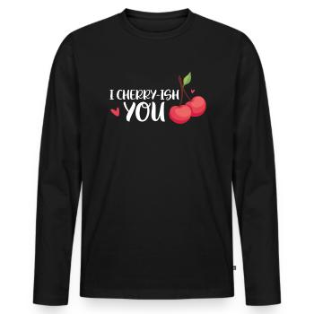 Kirsche Kirschbaum Kirschblüte Frucht Geschenk - Männer Premium Bio Langarmshirt - Schwarz - Vorne - Nico (187cm)