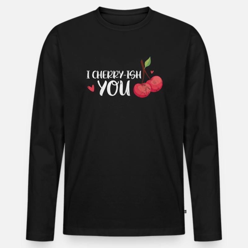 Kirsche - Männer Premium Bio Langarmshirt - Schwarz