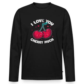 Cherry - Men's Premium Organic Long Sleeve Shirt - black - Front - Nico (187cm)