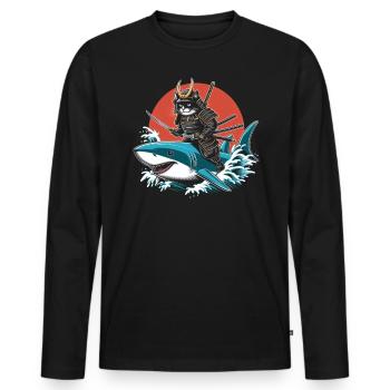 Samurai Ronin Sword Fighting Warrior Gift - Men's Premium Organic Long Sleeve Shirt - black - Front - Nico (187cm)