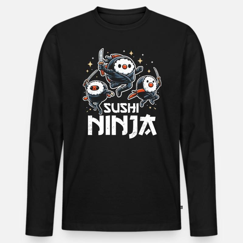 Sushi - Männer Premium Bio Langarmshirt - Schwarz