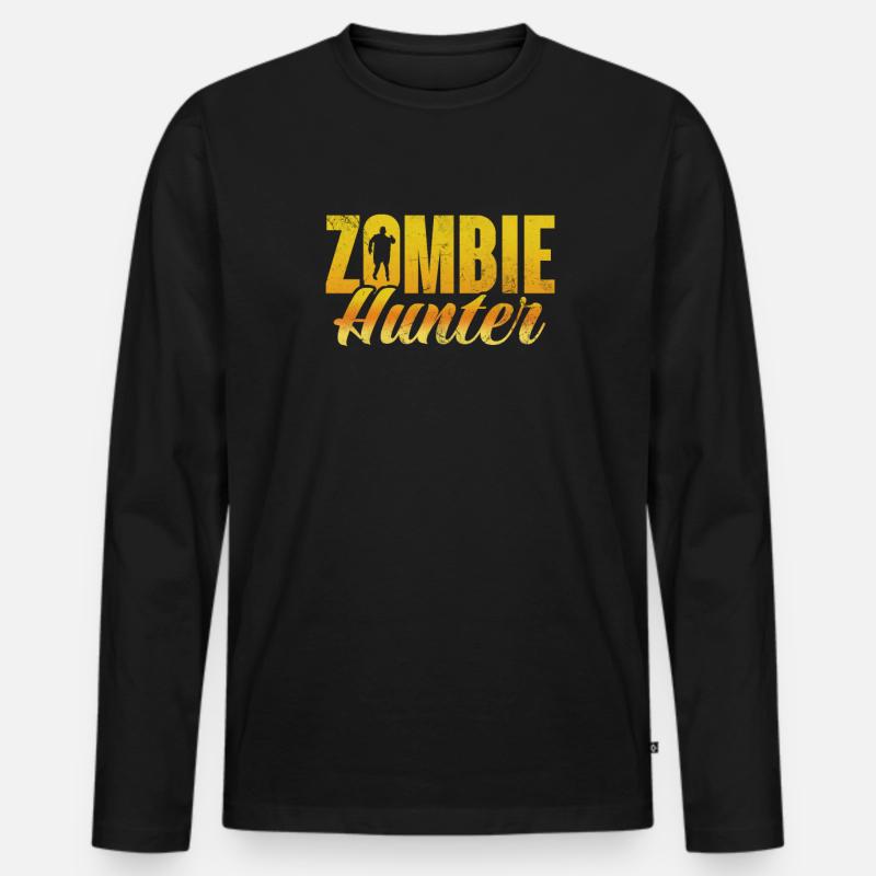 Zombie - Männer Premium Bio Langarmshirt - Schwarz