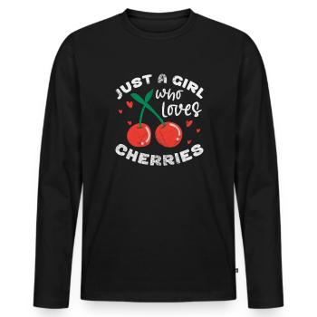 Cherry - Men's Premium Organic Long Sleeve Shirt - black - Front - Nico (187cm)