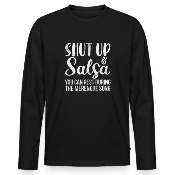 Salsa - Männer Premium Bio Langarmshirt - Schwarz - Vorne - Nico (187cm)