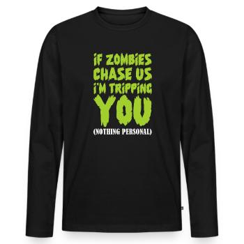 Zombie Zombie Hunter Zombie Apocalypse Cadeau - T-shirt manches longues Premium bio Homme - noir - Devant - Nico (187cm)