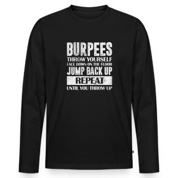 Burpees - Männer Premium Bio Langarmshirt - Schwarz - Vorne - Nico (187cm)