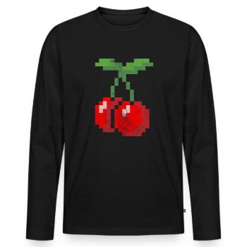 Kirsche - Männer Premium Bio Langarmshirt - Schwarz - Vorne - Nico (187cm)