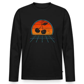 Kirsche - Männer Premium Bio Langarmshirt - Schwarz - Vorne - Nico (187cm)