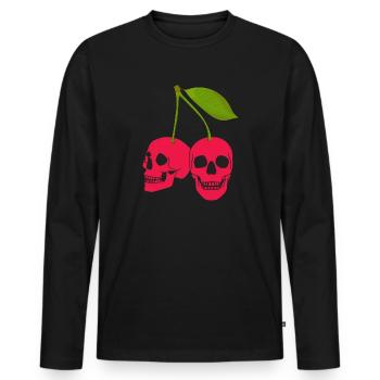 Kirsche Kirschbaum Kirschblüte Frucht Geschenk - Männer Premium Bio Langarmshirt - Schwarz - Vorne - Nico (187cm)