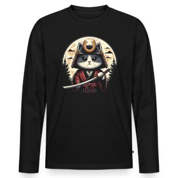 Samouraï - T-shirt manches longues Premium bio Homme - noir - Devant - Nico (187cm)