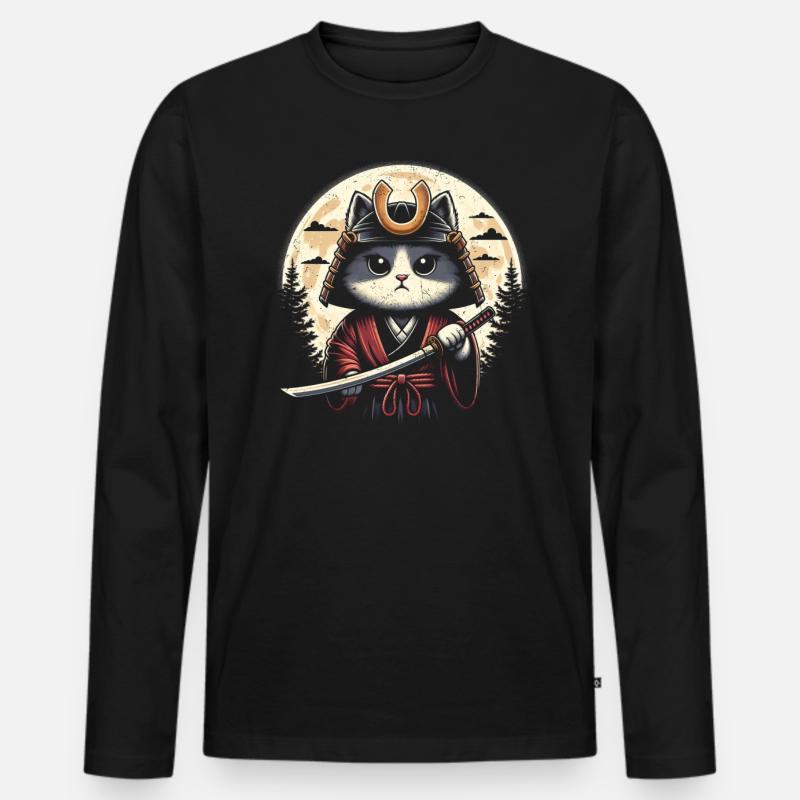 Samurai - Männer Premium Bio Langarmshirt - Schwarz