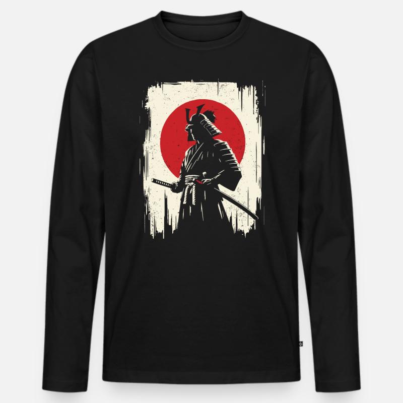 Samurai - Männer Premium Bio Langarmshirt - Schwarz