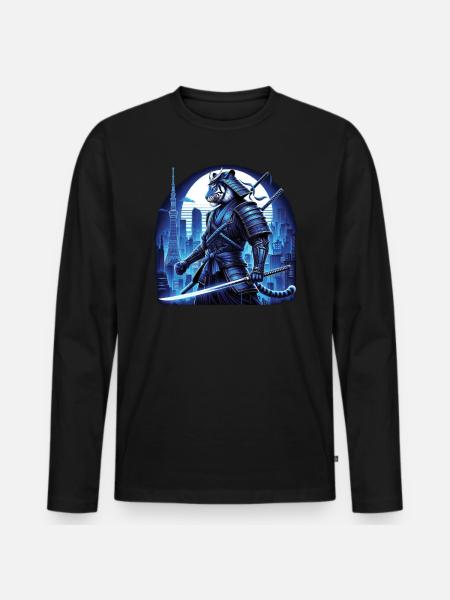 Samurai Ronin Schwertkampf Krieger Geschenk - Männer Premium Bio Langarmshirt - Schwarz