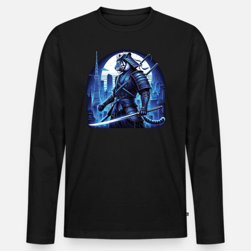Samurai - Männer Premium Bio Langarmshirt - Schwarz