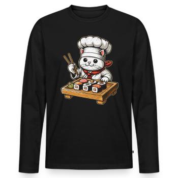 Sushi - Männer Premium Bio Langarmshirt - Schwarz - Vorne - Nico (187cm)