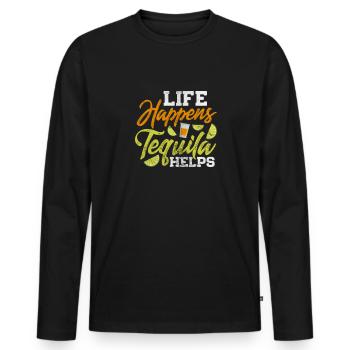Tequila - Men's Premium Organic Long Sleeve Shirt - black - Front - Nico (187cm)