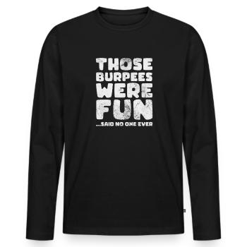 Burpees - Männer Premium Bio Langarmshirt - Schwarz - Vorne - Nico (187cm)