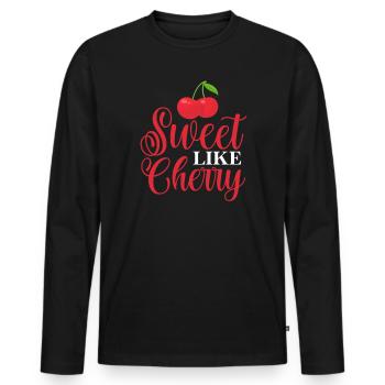 Kirsche Kirschbaum Kirschblüte Frucht Geschenk - Männer Premium Bio Langarmshirt - Schwarz - Vorne - Nico (187cm)