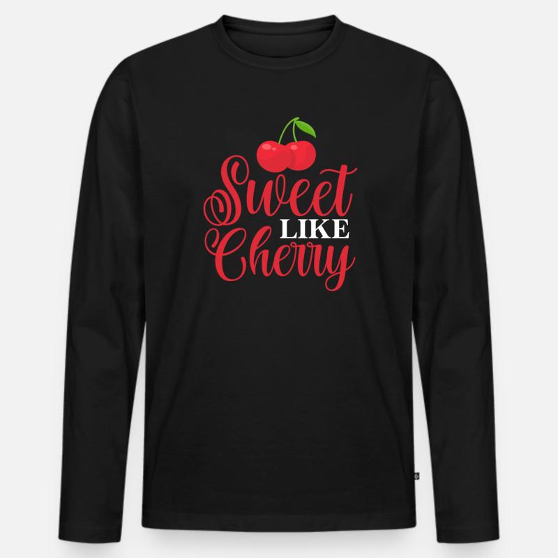 Kirsche Kirschbaum Kirschblüte Frucht Geschenk - Männer Premium Bio Langarmshirt - Schwarz