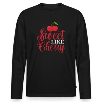 Kirsche - Männer Premium Bio Langarmshirt - Schwarz - Vorne - Nico (187cm)