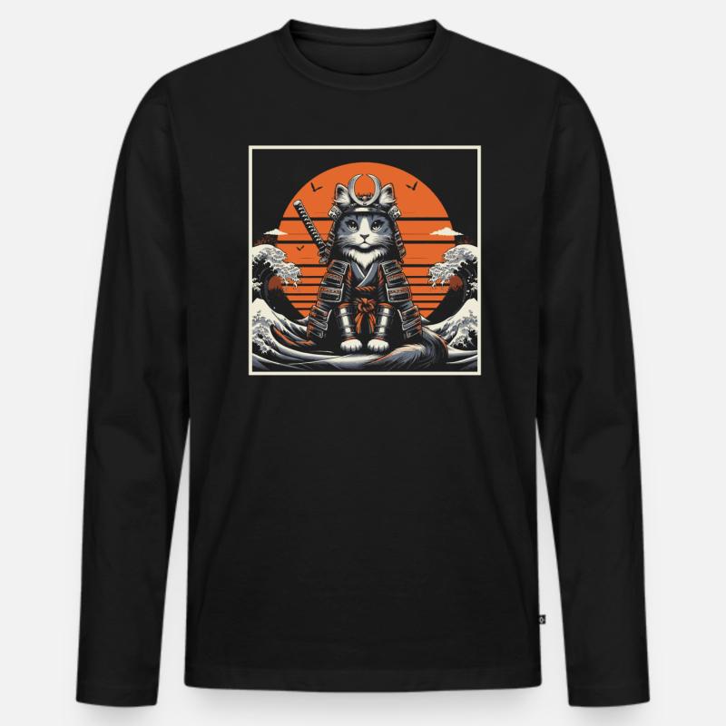 Samurai Ronin Schwertkampf Krieger Geschenk - Männer Premium Bio Langarmshirt - Schwarz