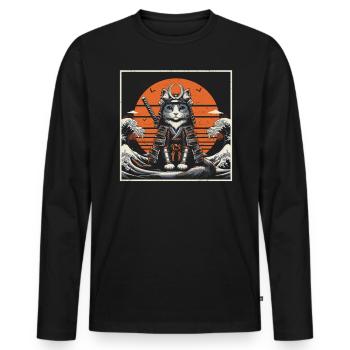 Samurai - Men's Premium Organic Long Sleeve Shirt - black - Front - Nico (187cm)