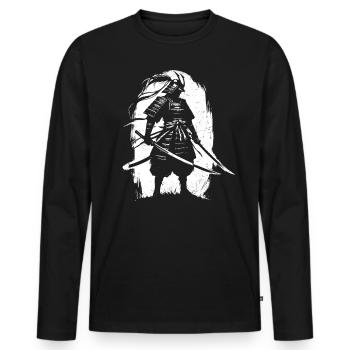 Samouraï - T-shirt manches longues Premium bio Homme - noir - Devant - Nico (187cm)