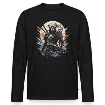Samouraï - T-shirt manches longues Premium bio Homme - noir - Devant - Nico (187cm)