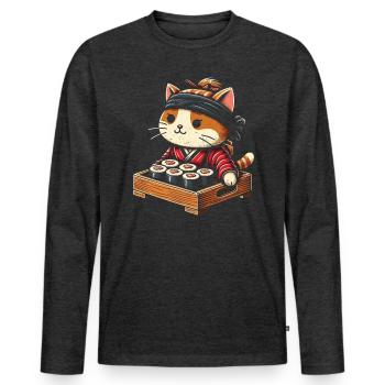 Sushi - T-shirt manches longues Premium bio Homme - anthracite chiné - Devant - Nico (187cm)