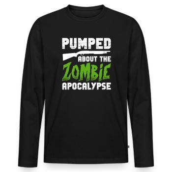 Zombie Zombie Chasseur de Zombie Apocalypse Cadeau - T-shirt manches longues Premium bio Homme - noir - Devant - Nico (187cm)