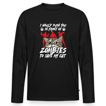 Zombie Zombie Chasseur de Zombie Apocalypse Cadeau - T-shirt manches longues Premium bio Homme - noir - Devant - Nico (187cm)