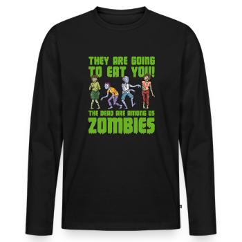 Zombie Zombie Chasseur de Zombie Apocalypse Cadeau - T-shirt manches longues Premium bio Homme - noir - Devant - Nico (187cm)