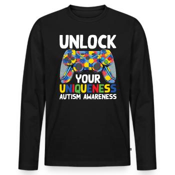Autism Awareness Day Autistic Gift - Men's Premium Organic Long Sleeve Shirt - black - Front - Nico (187cm)