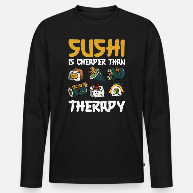 Sushi - Männer Premium Bio Langarmshirt - Schwarz
