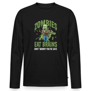 Zombie Zombie Chasseur de Zombie Apocalypse Cadeau - T-shirt manches longues Premium bio Homme - noir - Devant - Nico (187cm)