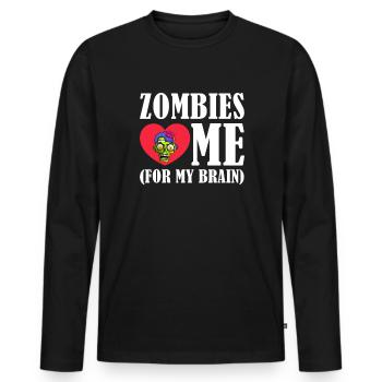 Zombie Zombie Chasseur de Zombie Apocalypse Cadeau - T-shirt manches longues Premium bio Homme - noir - Devant - Nico (187cm)