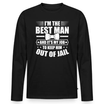 Enterrement de vie de garçon et de garçon - T-shirt manches longues Premium bio Homme - noir - Devant - Nico (187cm)