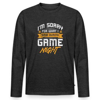Board game - Men's Premium Organic Long Sleeve Shirt - heather anthracite - Front - Nico (187cm)