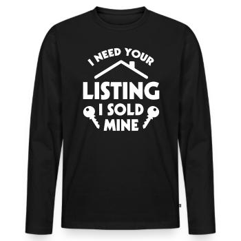 Real Estate Agent Real Estate Agent Gift - Men's Premium Organic Long Sleeve Shirt - black - Front - Nico (187cm)