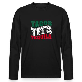Tequila Sunrise Booze Party Mexique Cadeau - T-shirt manches longues Premium bio Homme - noir - Devant - Nico (187cm)