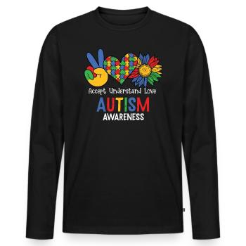 Autism Awareness Day Autistic Gift - Men's Premium Organic Long Sleeve Shirt - black - Front - Nico (187cm)