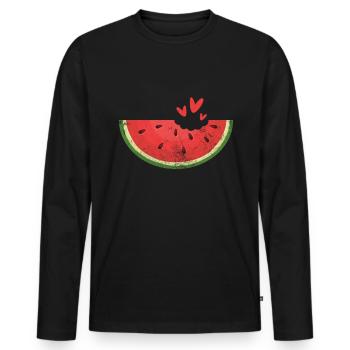 Watermelon - Men's Premium Organic Long Sleeve Shirt - black - Front - Nico (187cm)