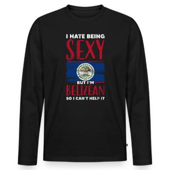 Belize - Männer Premium Bio Langarmshirt - Schwarz - Vorne - Nico (187cm)