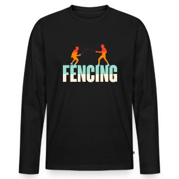 Escrime Épée Sabre Épée Épée Escrime Cadeau - T-shirt manches longues Premium bio Homme - noir - Devant - Nico (187cm)