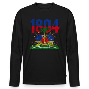 Haiti - Men's Premium Organic Long Sleeve Shirt - black - Front - Nico (187cm)