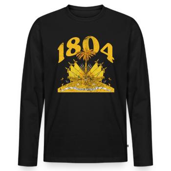 Haiti - Men's Premium Organic Long Sleeve Shirt - black - Front - Nico (187cm)