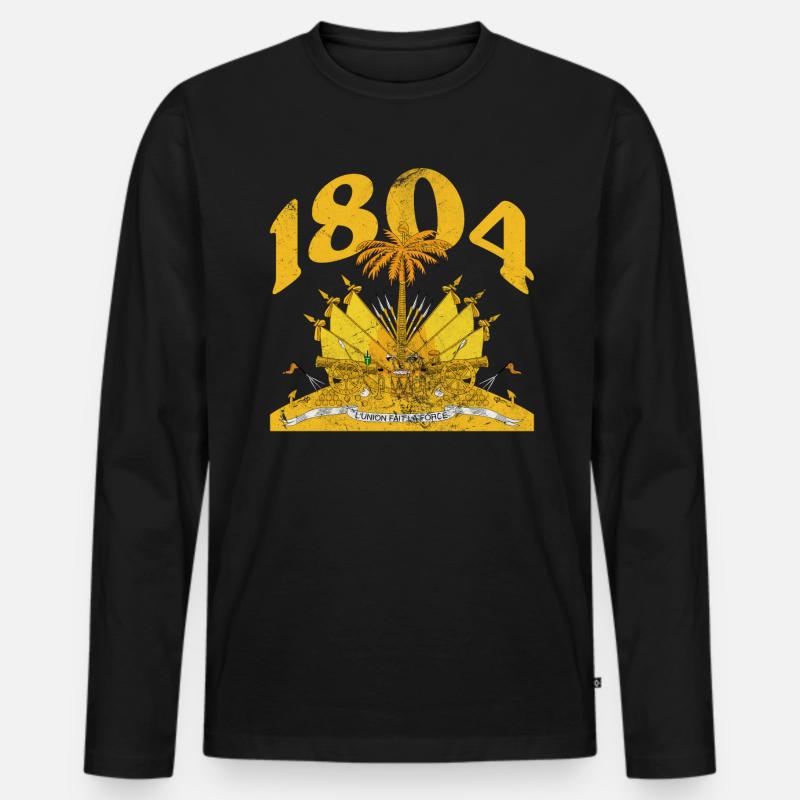 Haiti - Männer Premium Bio Langarmshirt - Schwarz