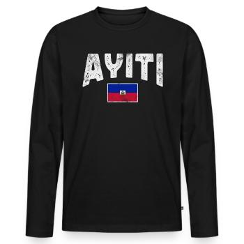 Haiti - Men's Premium Organic Long Sleeve Shirt - black - Front - Nico (187cm)